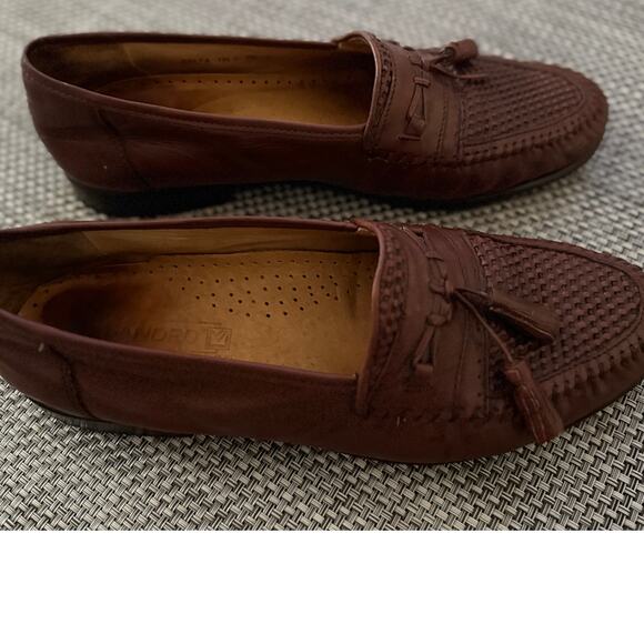 SANDRO MOSCOLONI Mens Delta Brown Tassel Woven Leather Loafer Shoes 11.5D Preppy - Picture 5 of 8